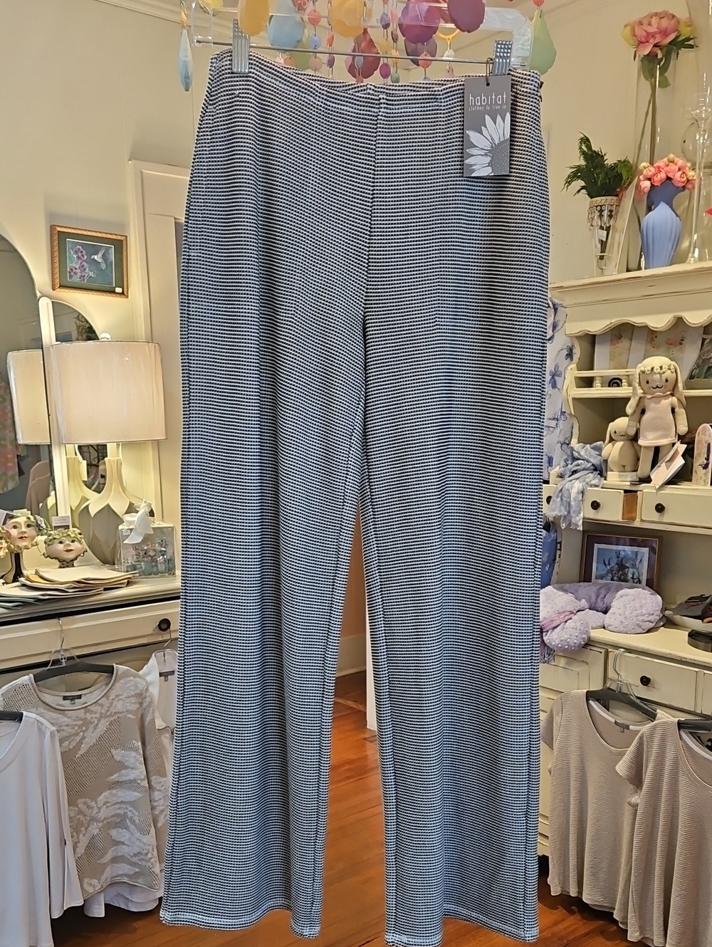 Habitat Black and White Micro-Stripe Wide-Leg Pants for Women